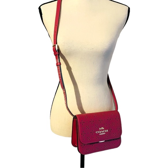 Coach Handbags - NWT COACH Red Rouge Mini Brynn Crossbody Bag Calf Leather Gold Trim